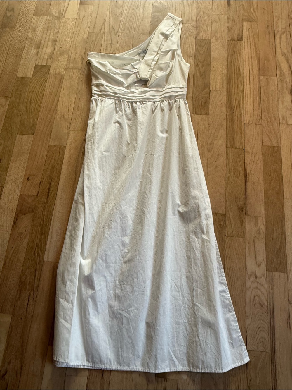 One-Shoulder White Midi Dress